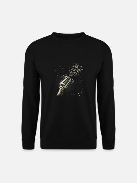 Vintage Mikrofon Noten Explosion Musik Klang Spaß - Unisex Pullover - Schwarz