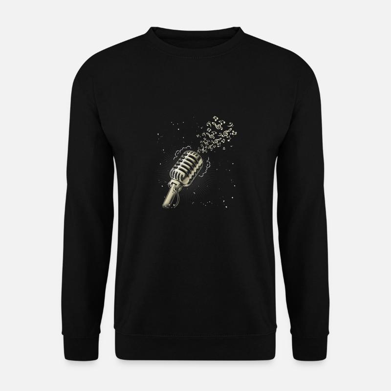Vintage Mikrofon Noten Explosion Musik Klang Spaß - Unisex Pullover - Schwarz