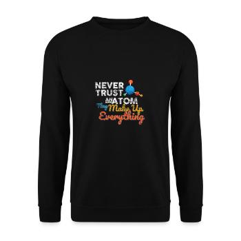 Atom Chemie Naturwissenschaft Nerd Mathe Geschenk - Unisex Pullover - Schwarz - Vorne - Alina (178cm) & Michal (187cm)