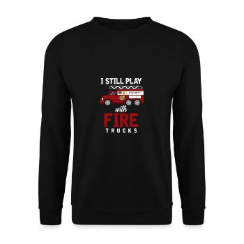 Feuerwehr Feuerwehrmann rot vintage Auto Held - Unisex Pullover - Schwarz - Vorne - Alina (178cm) & Michal (187cm)