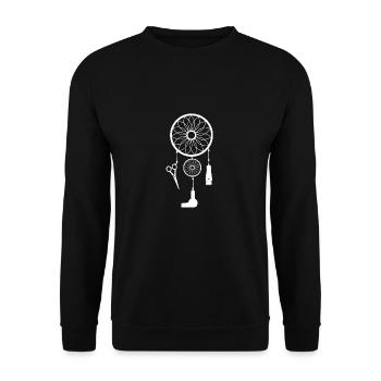 Hair dryer scissors comb hairdresser hair cut mandala - Unisex Sweatshirt - black - Front - Alina (178cm) & Michal (187cm)