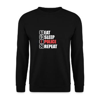 Mangez la police de sommeil répéter le cadeau - Sweat-shirt Unisexe - noir - Devant - Alina (178cm) & Michal (187cm)