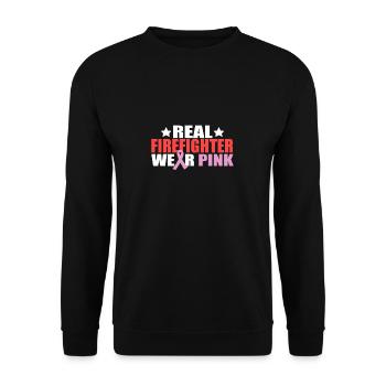 Feuerwehr Feuerwehrmann pink Geschenkidee rot - Unisex Pullover - Schwarz - Vorne - Alina (178cm) & Michal (187cm)