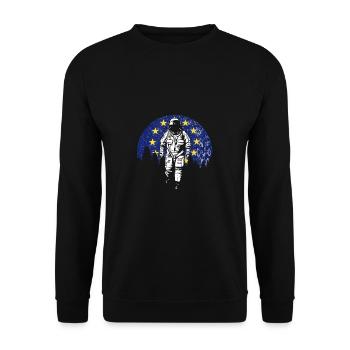 Astronaut Moon Europe Flag EU Euro - Unisex Sweatshirt - black - Front - Alina (178cm) & Michal (187cm)