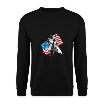 Knight Crusader America USA Flag Jerusalem - Unisex Sweatshirt - black - Front - Alina (178cm) & Michal (187cm)