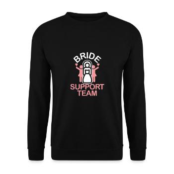 JGA Braut Support Team Hochzeit Ehe Ehepaar Liebe - Unisex Pullover - Schwarz - Vorne - Alina (178cm) & Michal (187cm)