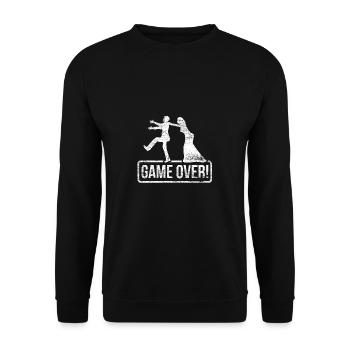 Game Over Hochzeit Braut Bräutigam Ehe Ehepaar - Unisex Pullover - Schwarz - Vorne - Alina (178cm) & Michal (187cm)