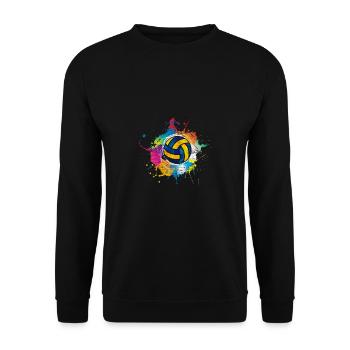 Volleyball vintage bunt Beach Party Geschenk Ball - Unisex Pullover - Schwarz - Vorne - Alina (178cm) & Michal (187cm)