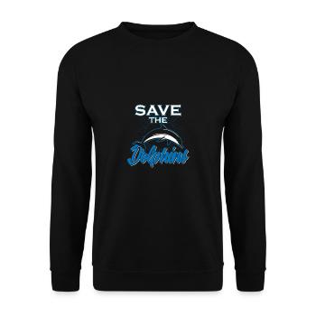 Rettet die Delphine Klimawandel Ozean Meer Tiere - Unisex Pullover - Schwarz - Vorne - Alina (178cm) & Michal (187cm)