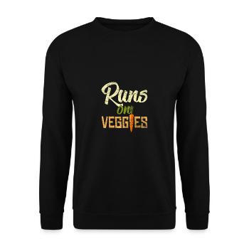 Vegetarier Herz Tier Hunger Geschenk Vegan Fleisch - Unisex Pullover - Schwarz - Vorne - Alina (178cm) & Michal (187cm)