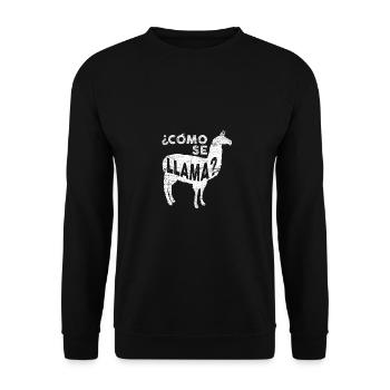 Lama Tier spucken spanisch Geschenk Zoo Alpaka - Unisex Pullover - Schwarz - Vorne - Alina (178cm) & Michal (187cm)