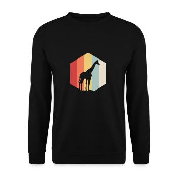 Giraffe long safari gift animal large neck - Unisex Sweatshirt - black - Front - Alina (178cm) & Michal (187cm)