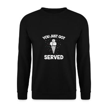 Eiscreme Eis lecker Waffel essen Geschenk - Unisex Pullover - Schwarz - Vorne - Alina (178cm) & Michal (187cm)