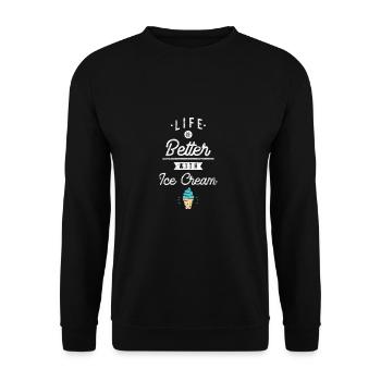 Leben ist besser mit Eiscreme Sommer Urlaub Freund - Unisex Pullover - Schwarz - Vorne - Alina (178cm) & Michal (187cm)