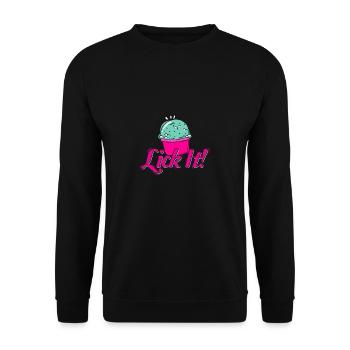 Eiscreme Eis lecker lecken Waffel essen Geschenk - Unisex Pullover - Schwarz - Vorne - Alina (178cm) & Michal (187cm)