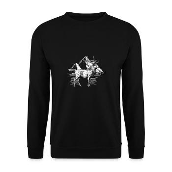 Deer mountain nature vintage animal mountaineer antlers - Unisex Sweatshirt - black - Front - Alina (178cm) & Michal (187cm)