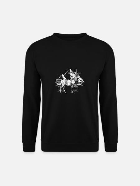 Hirsch Berg Natur vintage Tier Bergsteiger Geweih - Unisex Pullover - Schwarz