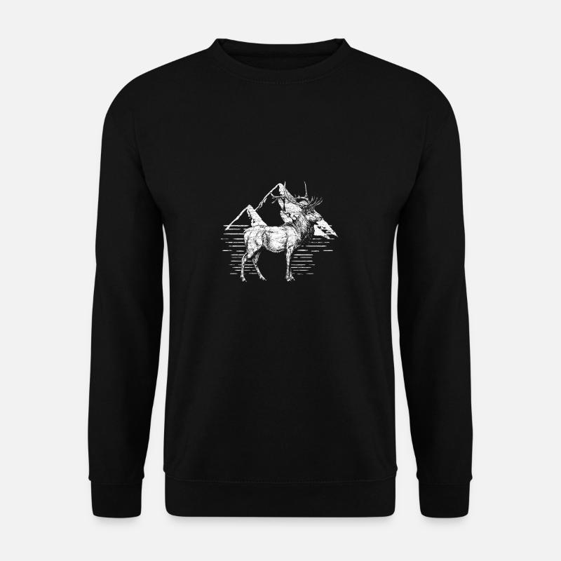 Hirsch Berg Natur vintage Tier Bergsteiger Geweih - Unisex Pullover - Schwarz