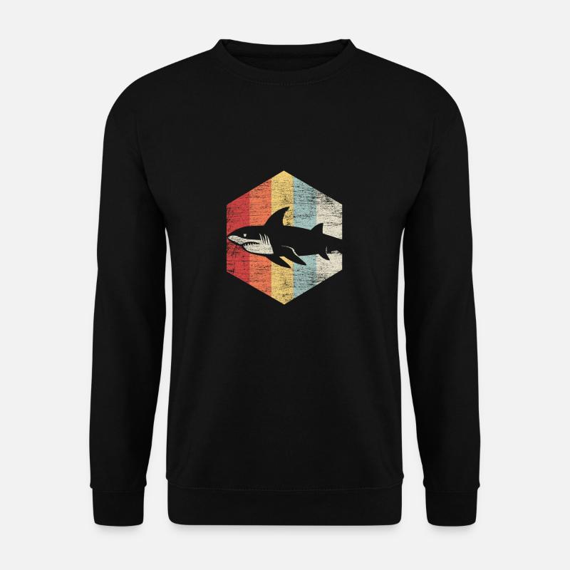 weißer Hai Fisch Meer Tier Geschenk Räuber - Unisex Pullover - Schwarz