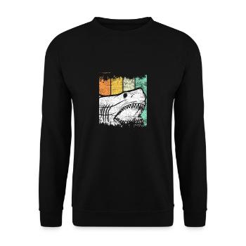white shark fish gift surfer marine animal - Unisex Sweatshirt - black - Front - Alina (178cm) & Michal (187cm)