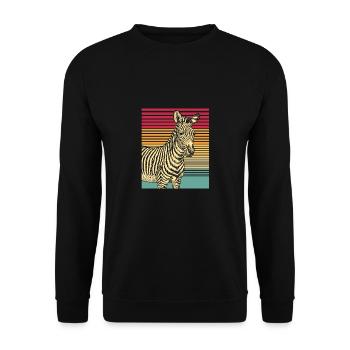 Zebra Retro Gift Animal Nature Safari Stripes. - Unisex Sweatshirt - black - Front - Alina (178cm) & Michal (187cm)