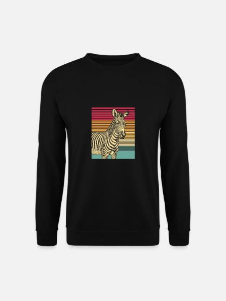 Zebra Retro Geschenk Tier Natur Safari Streifen. - Unisex Pullover - Schwarz