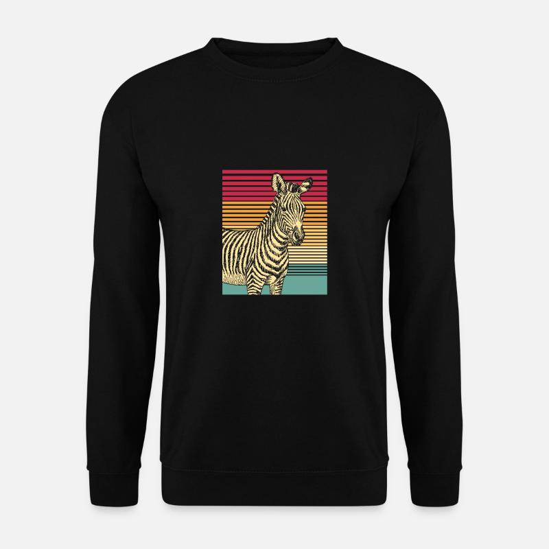 Zebra Retro Geschenk Tier Natur Safari Streifen. - Unisex Pullover - Schwarz