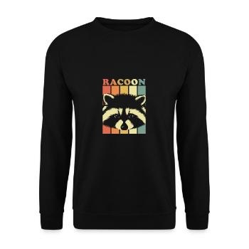 Raccoon Animals Nature Gift Forest Colorful Stripes - Unisex Sweatshirt - black - Front - Alina (178cm) & Michal (187cm)
