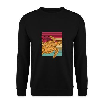 Turtle Tank Animal Sea Gift Ocean Colorful - Unisex Sweatshirt - black - Front - Alina (178cm) & Michal (187cm)