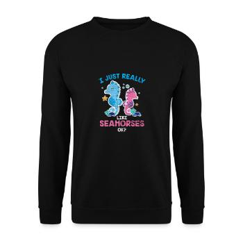 Hippocampe hippocampe poisson mer océan cadeau - Sweat-shirt Unisexe - noir - Devant - Alina (178cm) & Michal (187cm)