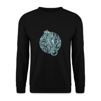 Seepferd Seepferdchen Fisch Meer Ozean Geschenk - Unisex Pullover - Schwarz - Vorne - Alina (178cm) & Michal (187cm)