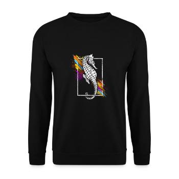 Seepferd Seepferdchen Fisch Meer Ozean Geschenk - Unisex Pullover - Schwarz - Vorne - Alina (178cm) & Michal (187cm)