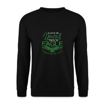 Adler vintage Vogel Freiheit Adlerkopf Geschenk - Unisex Pullover - Schwarz - Vorne - Alina (178cm) & Michal (187cm)