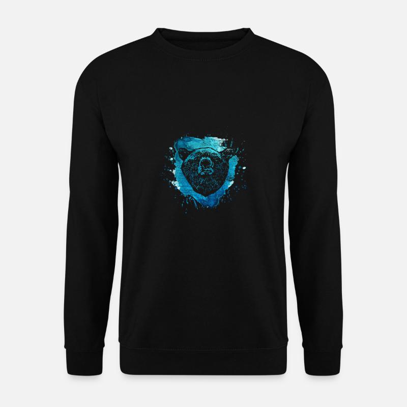 Wasserfarben Bär blau Tier Natur Geschenk vintage - Unisex Pullover - Schwarz