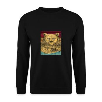 Bär Tier Natur Kuscheln vintage Geschenk Idee - Unisex Pullover - Schwarz - Vorne - Alina (178cm) & Michal (187cm)