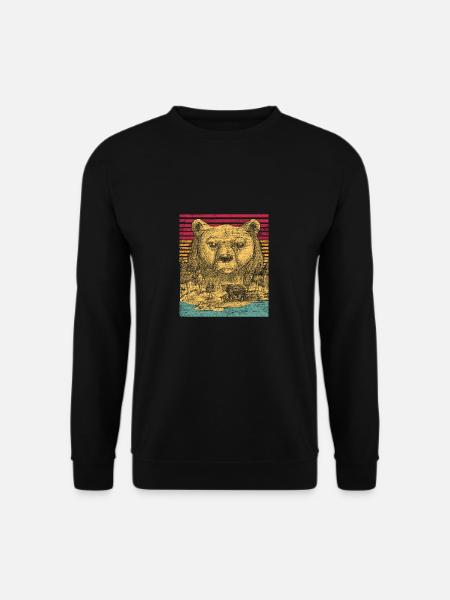 Bär Tier Natur Kuscheln vintage Geschenk Idee - Unisex Pullover - Schwarz