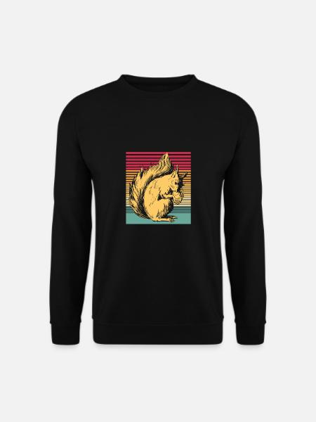 Retro Einhörnchen niedliches Tier Geschenk Nüsse - Unisex Pullover - Schwarz