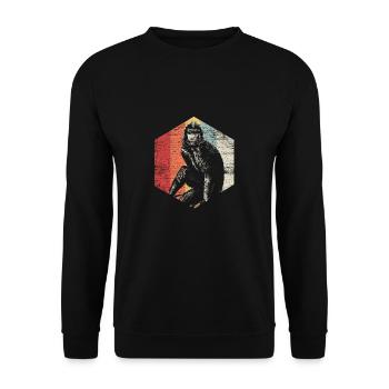 Cadeau de banane de singe manger un animal mignon de faim jaune - Sweat-shirt Unisexe - noir - Devant - Alina (178cm) & Michal (187cm)