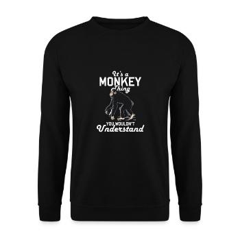 Affe Banane Tier Geschenk Affen Natur Klettern - Unisex Pullover - Schwarz - Vorne - Alina (178cm) & Michal (187cm)