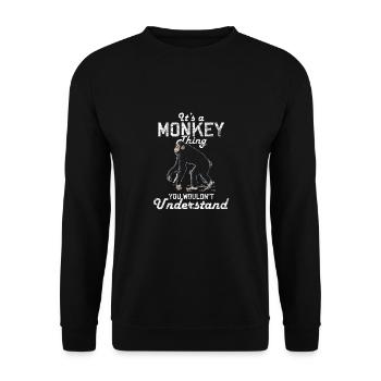 Affe Banane Tier Geschenk Affen Natur Klettern - Unisex Pullover - Schwarz - Vorne - Alina (178cm) & Michal (187cm)