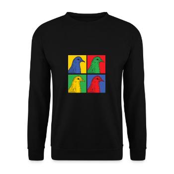 Pigeons Pop Art Oiseau Animal Paix Cadeau Paix - Sweat-shirt Unisexe - noir - Devant - Alina (178cm) & Michal (187cm)