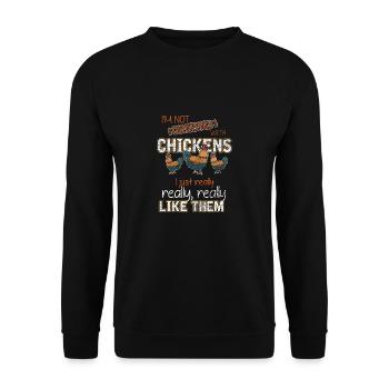 Huhn Bauer Bauernhof Dorf Tier Geschenk Hahn Henne - Unisex Pullover - Schwarz - Vorne - Alina (178cm) & Michal (187cm)