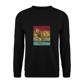 Huhn Hahn Hühnerstall Vogel Tier Geschenk vintage - Unisex Pullover - Schwarz - Vorne - Alina (178cm) & Michal (187cm)