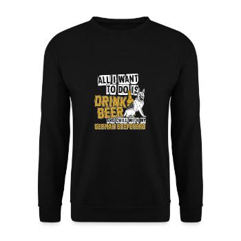 German shepherd drinking beer animal gift - Unisex Sweatshirt - black - Front - Alina (178cm) & Michal (187cm)