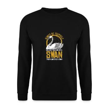 Schwan Vogel Schwäne Tier Natur See Geschenk - Unisex Pullover - Schwarz - Vorne - Alina (178cm) & Michal (187cm)