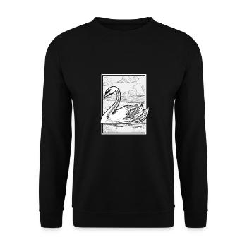 Schwan Vogel Schwäne Tier Natur See Geschenk - Unisex Pullover - Schwarz - Vorne - Alina (178cm) & Michal (187cm)