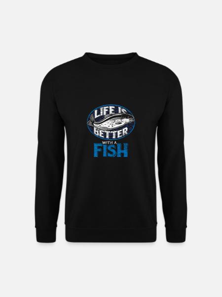 Fisch Angeln Fischer Angler Tier Natur Geschenk - Unisex Pullover - Schwarz