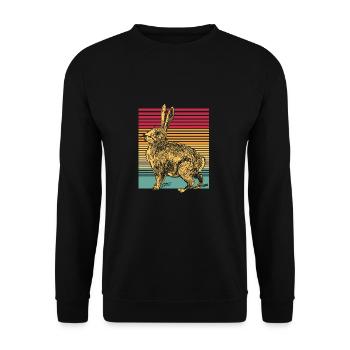 Rabbit in retro style Easter bunny rabbit animal - Unisex Sweatshirt - black - Front - Alina (178cm) & Michal (187cm)