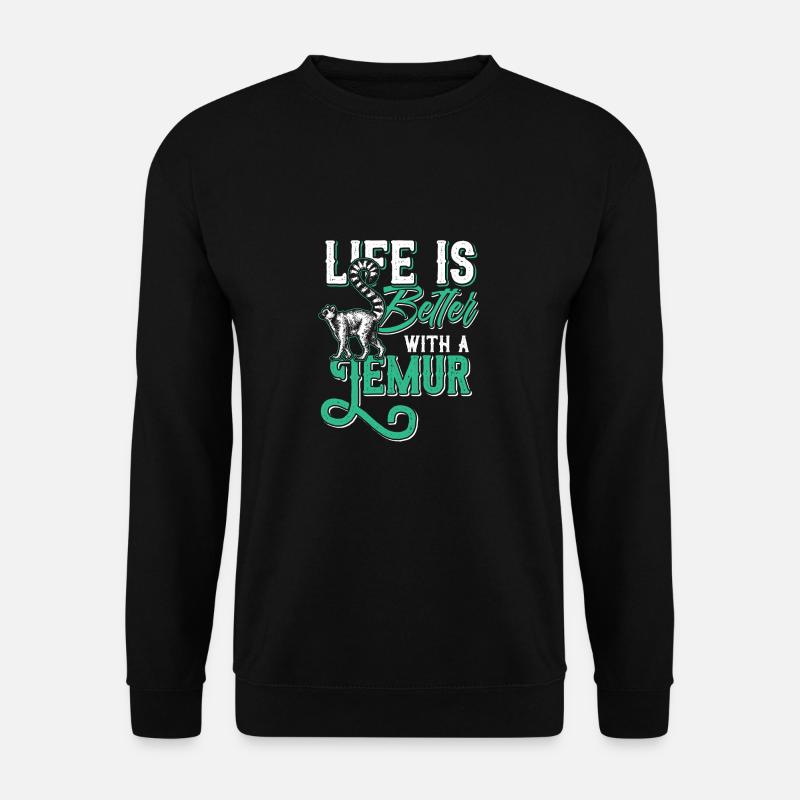 Lemur Affe Halbaffe Tier Geschenk Tierschutz. - Unisex Pullover - Schwarz