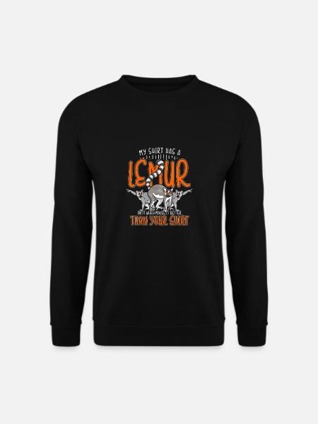 Lemur Affe Halbaffe Tier Geschenk Tierschutz. - Unisex Pullover - Schwarz